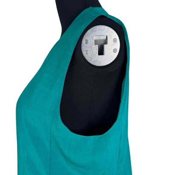 90s Minimalist Power: Vintage Teal Longline Vest by The Dressmaker Fashion - Picture 3 of 9
